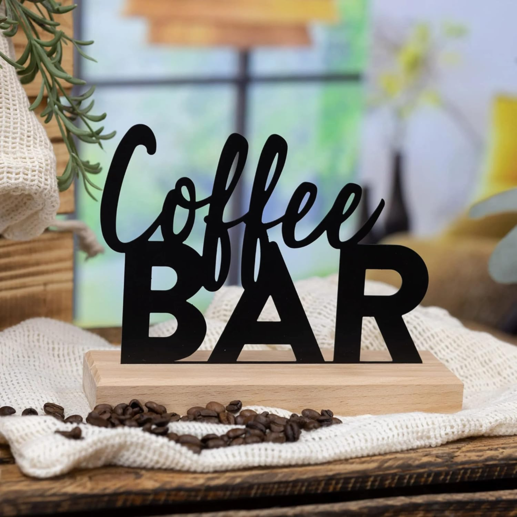 panneau bois et métal coffee bar pour coffee corner cosy