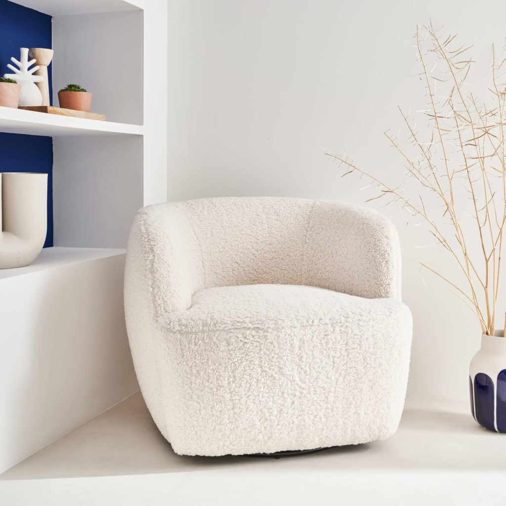 fauteuil bouclette tendance blanc 