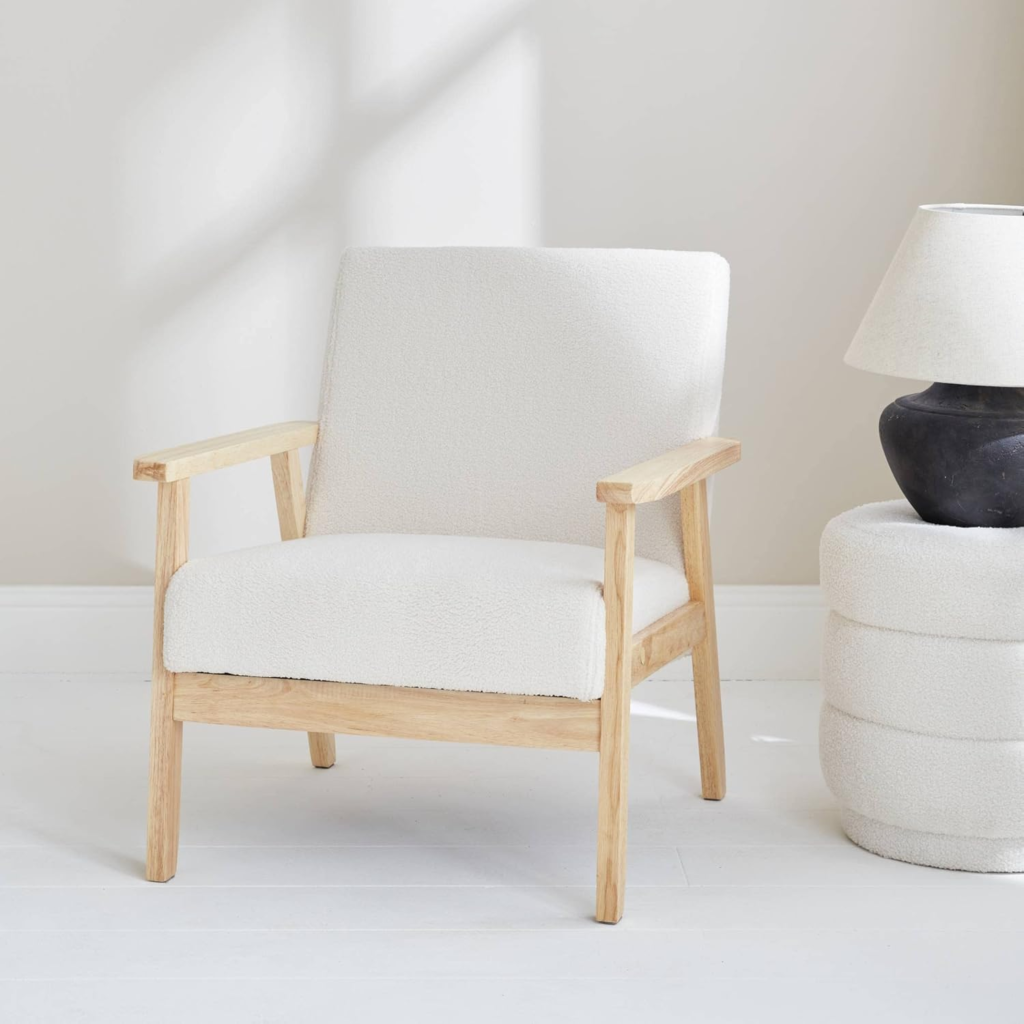 siège moderne en tissu bouclette tendance scandinave 