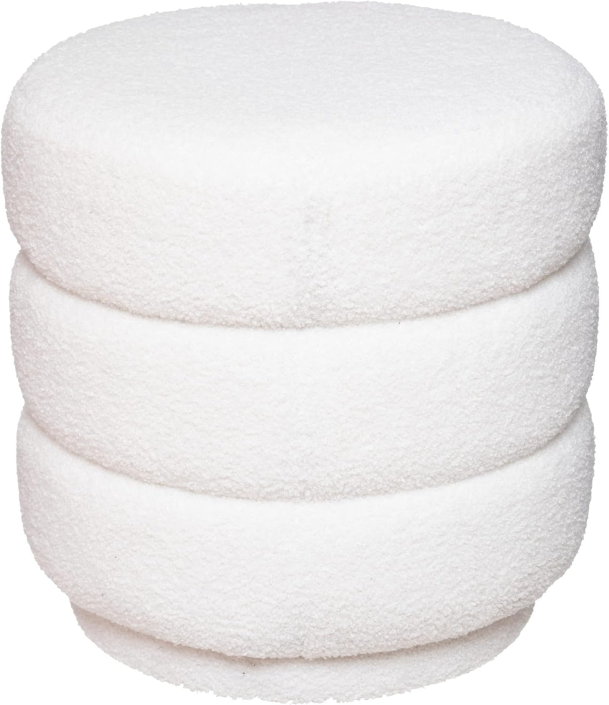 pour cylindrique  blanc en tissu bouclette