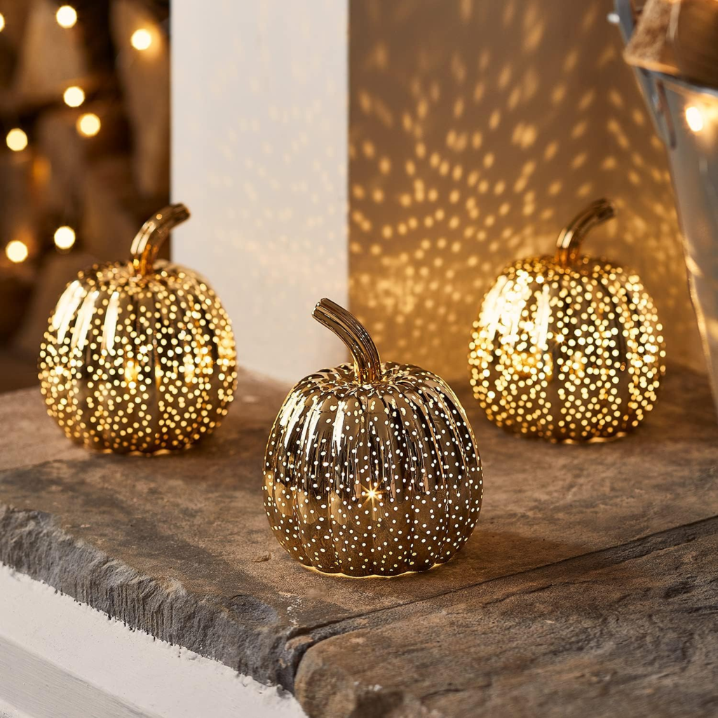 lot de 3 citrouille lumineuse pour un halloween chic